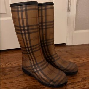 Burberry Brown Plaid Winter & Rain Boots